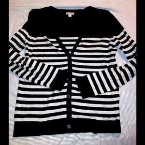 Merona black & white cardigan size large